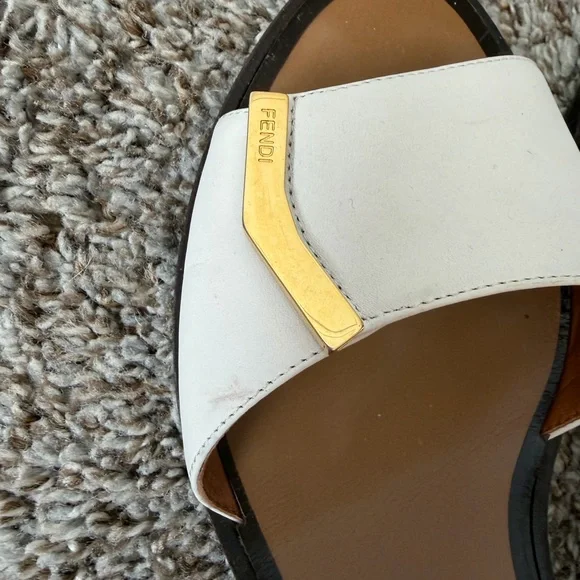 Fendi Demetra white leather heels US Size 10 - 10.5 EU 40.5 luxury classic - Picture 6 of 9